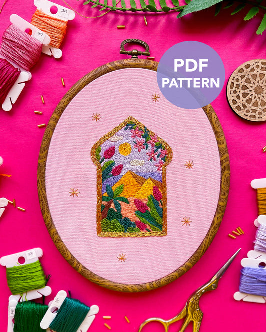"Window to the Pyramids"- Embroidery Digital Guide
