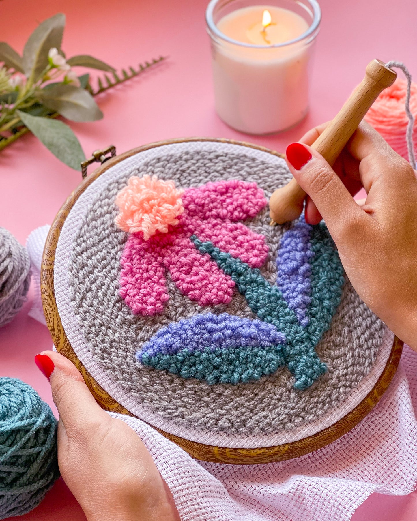 "Lazy Daisy" - Punch Needle Kit 001